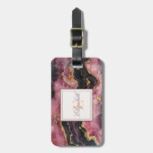 トレンディーブルゴーニュ石大理石のテクスチャ、モノグラム ラゲッジタグ (正面縦)