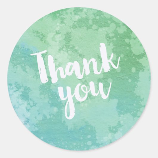 トレンディーブルーとグリーンウォーター色ありがとう ラウンドシール (正面)