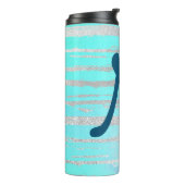 トレンディーブルーとシルバーモノグラム タンブラー (回転左)