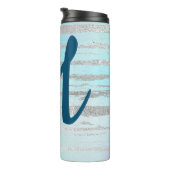 トレンディーブルーとシルバーモノグラム タンブラー (回転右)