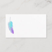 トレンディーブルーとパープルの水色の羽カスタム毛 名刺 (裏面)