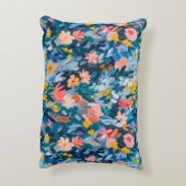 トレンディーブルーとピンクの抽象芸術植物単図 アクセントクッション (裏面(縦))