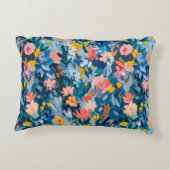 トレンディーブルーとピンクの抽象芸術植物単図 アクセントクッション (裏面)