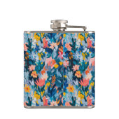 トレンディーブルーとピンクの抽象芸術植物単図 フラスク (裏面)