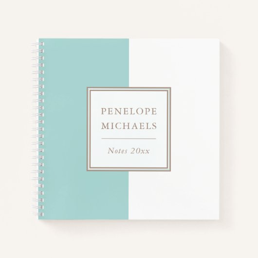 トレンディーブルーとホワイトカラーブロックノートブック ノートブック (正面)