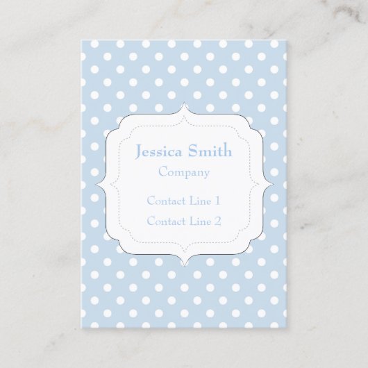 トレンディーブルーとホワイト水玉模様モノグラム 名刺 (正面)