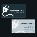 トレンディーブルーの電気サービス名刺 名刺<br><div class="desc">トレンディーモダンデザインとプロフェッショナルホワイト文字。文字と色の機能は、次のとおりです。また、紙の種類違うやサイズも、お客様のユニークスタイルに合わせて用意されています。</div>