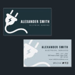 トレンディーブルーの電気サービス名刺 名刺<br><div class="desc">トレンディーモダンデザインとプロフェッショナルホワイト文字。文字と色の機能は、次のとおりです。また、紙の種類違うやサイズも、お客様のユニークスタイルに合わせて用意されています。</div>