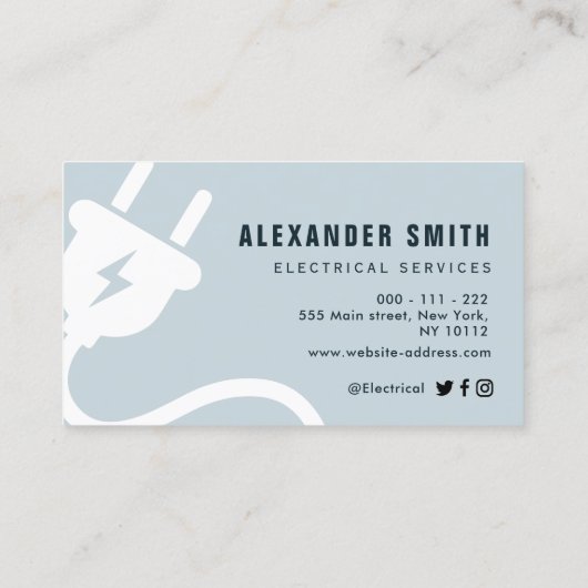 トレンディーブルーの電気サービス名刺 名刺 (裏面)