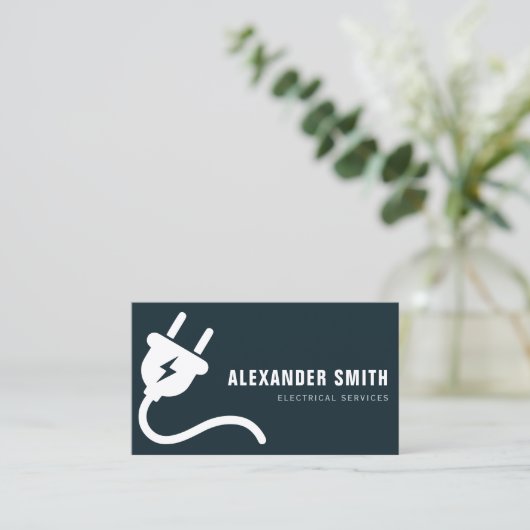 トレンディーブルーの電気サービス名刺 名刺 (スタンド正面)