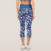 トレンディーブルーアンドホワイト水玉模様カプリス カプリレギンス (裏面)