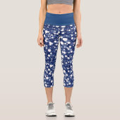 トレンディーブルーアンドホワイト水玉模様カプリス カプリレギンス (正面)