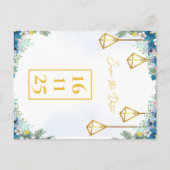 トレンディーブルーイエローフローラとランタン結婚ズ 案内ポストカード (裏面)