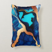 トレンディーブルーイエロー金ゴールドフェイク大理石 アクセントクッション (正面(垂直))