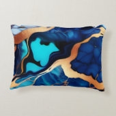 トレンディーブルーイエロー金ゴールドフェイク大理石 アクセントクッション (裏面)