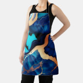 トレンディーブルーイエロー金ゴールドフェイク大理石 エプロン (インサイチュ)