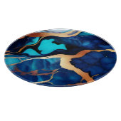 トレンディーブルーイエロー金ゴールドフェイク大理石 カッティングボード (角)