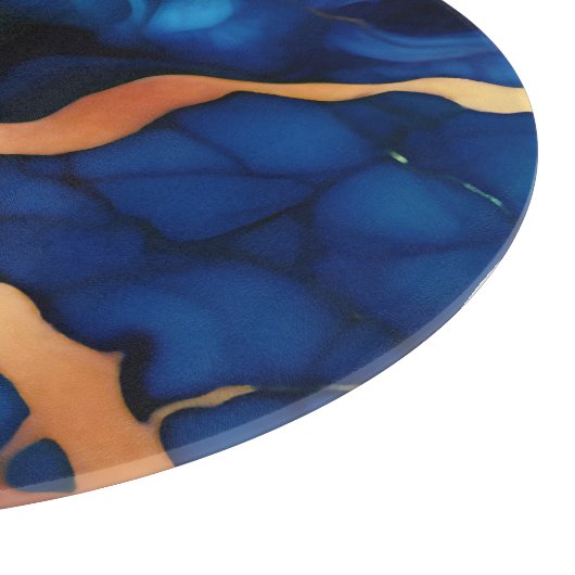 トレンディーブルーイエロー金ゴールドフェイク大理石 カッティングボード (角)