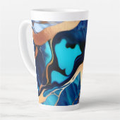 トレンディーブルーイエロー金ゴールドフェイク大理石 カフェラテマグ (左アングル)