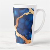 トレンディーブルーイエロー金ゴールドフェイク大理石 カフェラテマグ (右)