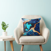 トレンディーブルーイエロー金ゴールドフェイク大理石 クッション (椅子)