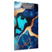 トレンディーブルーイエロー金ゴールドフェイク大理石 クリップボード (右)