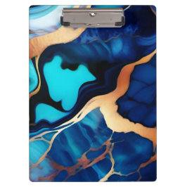 トレンディーブルーイエロー金ゴールドフェイク大理石 クリップボード