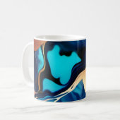 トレンディーブルーイエロー金ゴールドフェイク大理石 コーヒーマグカップ (正面左)