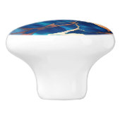 トレンディーブルーイエロー金ゴールドフェイク大理石 セラミックノブ (側面)