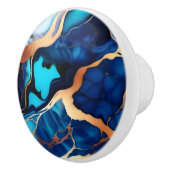 トレンディーブルーイエロー金ゴールドフェイク大理石 セラミックノブ (右)