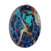 トレンディーブルーイエロー金ゴールドフェイク大理石 ダーツボード (正面左)