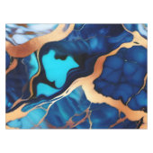 トレンディーブルーイエロー金ゴールドフェイク大理石 テーブルクロス (正面(横))