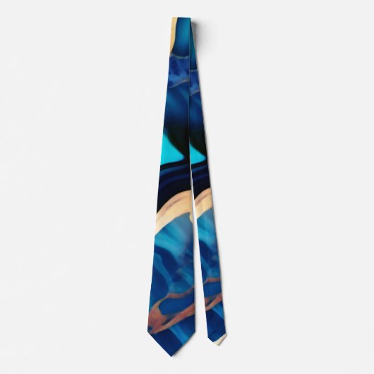 トレンディーブルーイエロー金ゴールドフェイク大理石 ネクタイ (正面)