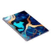 トレンディーブルーイエロー金ゴールドフェイク大理石 ノートブック (右側)