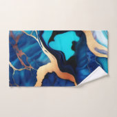 トレンディーブルーイエロー金ゴールドフェイク大理石 バスタオルセット (ハンドタオル)