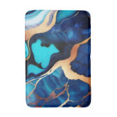 トレンディーブルーイエロー金ゴールドフェイク大理石 バスマット (正面縦)