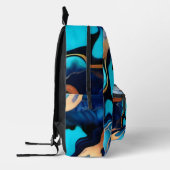 トレンディーブルーイエロー金ゴールドフェイク大理石 プリントバックパック (左)