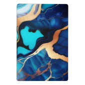 トレンディーブルーイエロー金ゴールドフェイク大理石 ミニクリップボード (裏面)