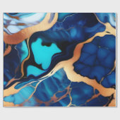 トレンディーブルーイエロー金ゴールドフェイク大理石 ラッピングペーパー (フラット)