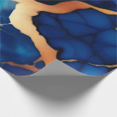 トレンディーブルーイエロー金ゴールドフェイク大理石 ラッピングペーパー (角)