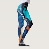 トレンディーブルーイエロー金ゴールドフェイク大理石 レギンス (右)