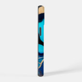トレンディーブルーイエロー金ゴールドフェイク大理石 iPhone 15ケース (右側面)