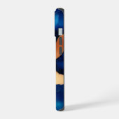 トレンディーブルーイエロー金ゴールドフェイク大理石 iPhone 15ケース (左側面)