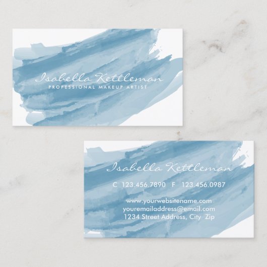 トレンディーブルーウォーターカラー 名刺 (正面/裏面)