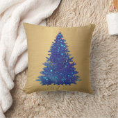 トレンディーブルーウォーター色グリッターツリークリスマス クッション (ブランケット)