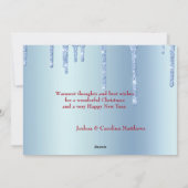 トレンディーブルーグリッタードリップスグラフィッククリスマスフラット シーズンカード (裏面)