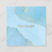 トレンディーブルーグリッターヘアアンドメイクアップアーティストブシン スクエア名刺 (正面)