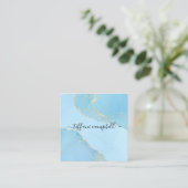 トレンディーブルーグリッターヘアアンドメイクアップアーティストブシン スクエア名刺 (スタンド正面)