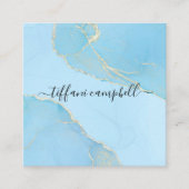 トレンディーブルーグリッターヘアアンドメイクアップアーティストブシン スクエア名刺 (正面)