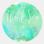 トレンディーブルーグリーンとイエローウォーター色ありがとう ラウンドシール (正面)